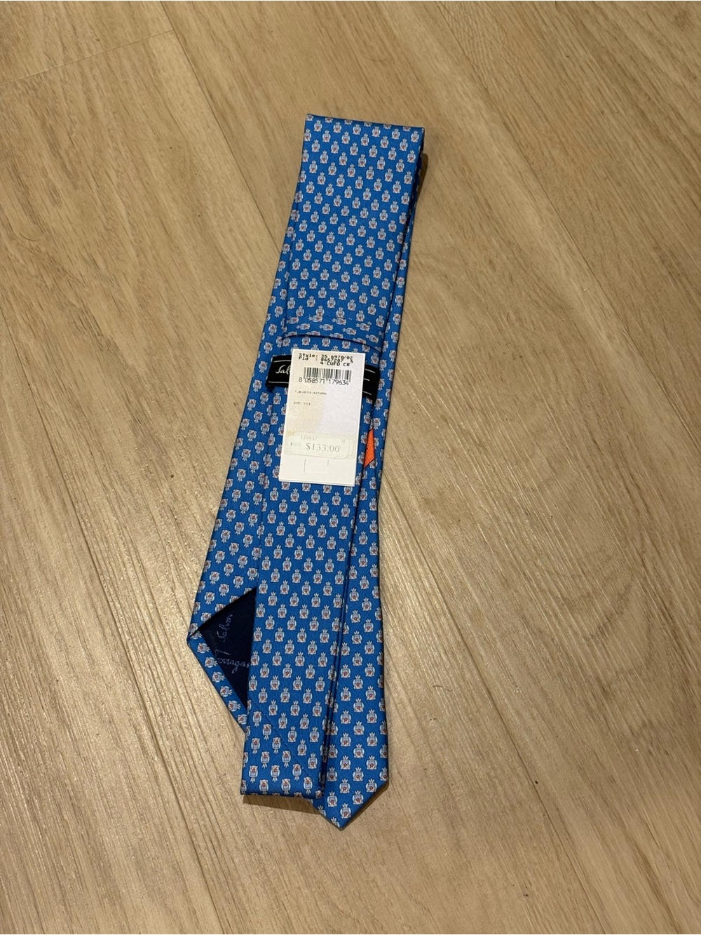 Salvatore Ferragamo Blue Floral Silk Tie
